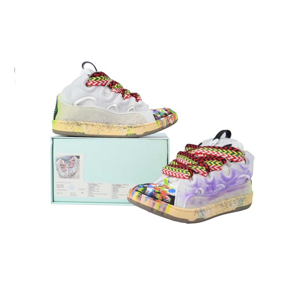 Lanvin Leather Curb White Purple