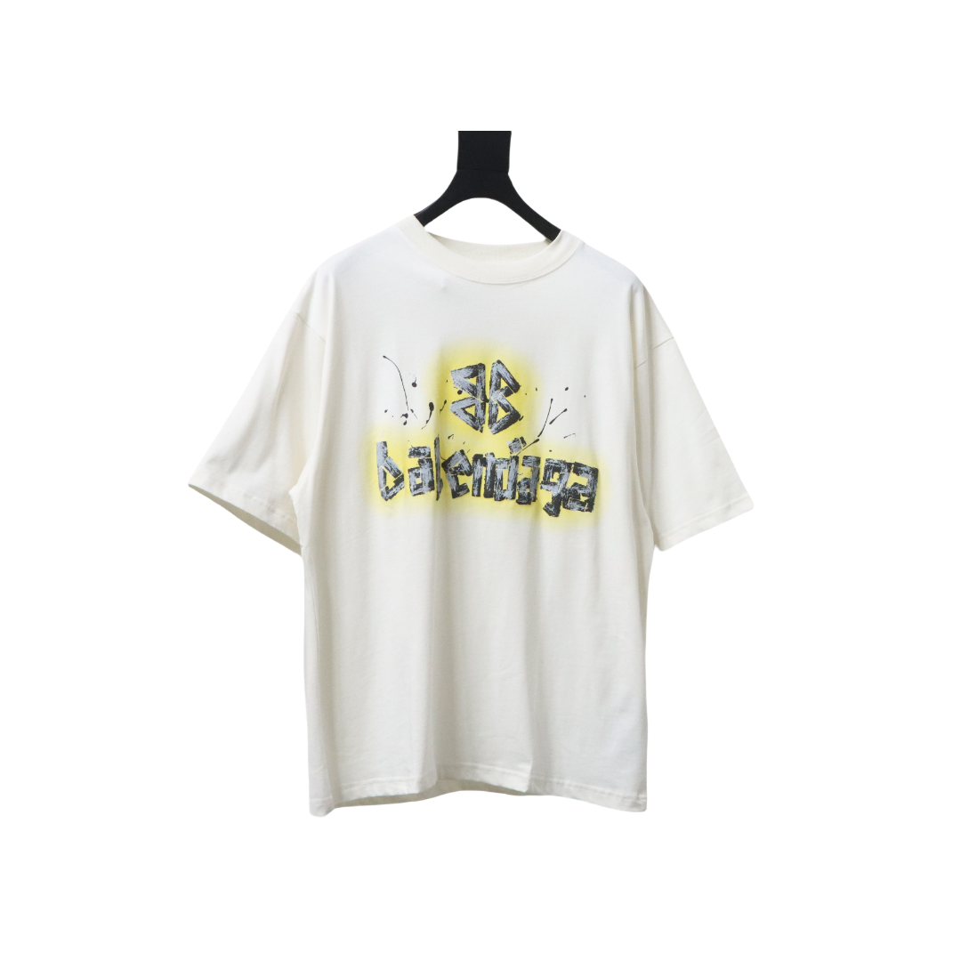 Balenciaga Hand-Painted BB Letter Logo Printed T-Shirt