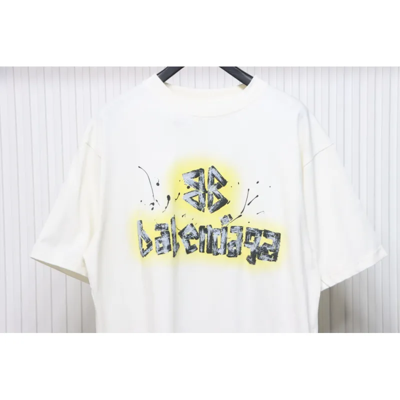 Balenciaga Hand-Painted BB Letter Logo Printed T-Shirt