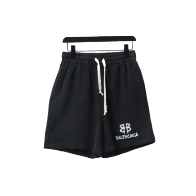 Balenciaga Hand-Painted Letter Logo Print Shorts 01