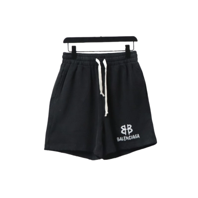 Balenciaga Hand-Painted Letter Logo Print Shorts 01