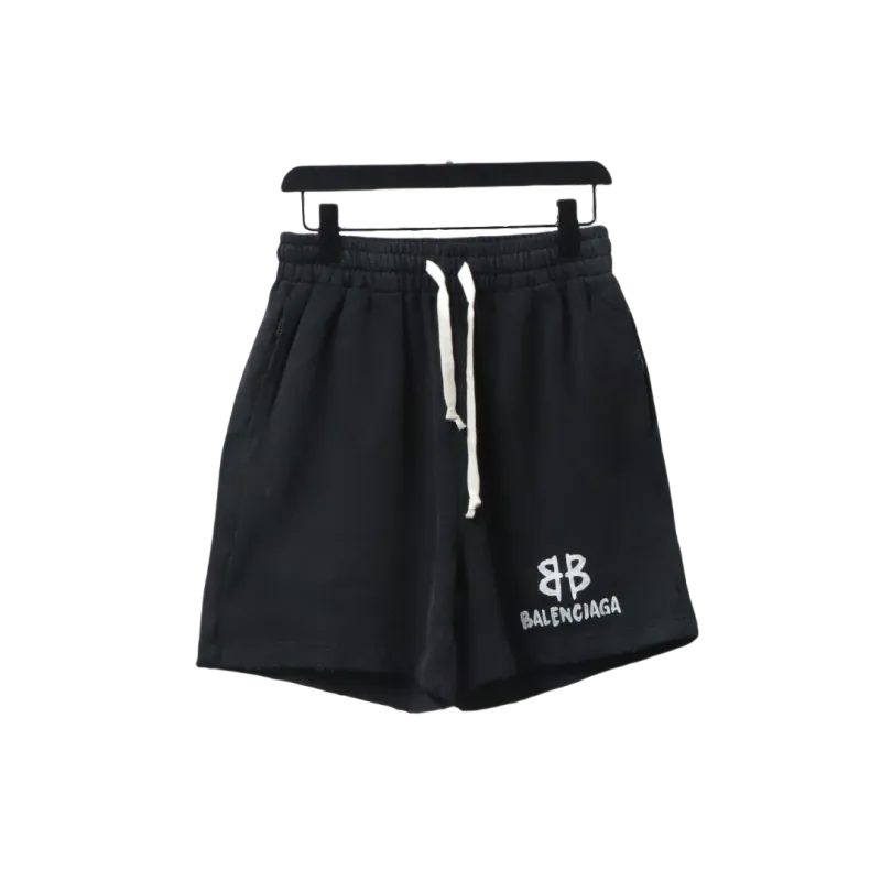 Balenciaga Hand-Painted Letter Logo Print Shorts