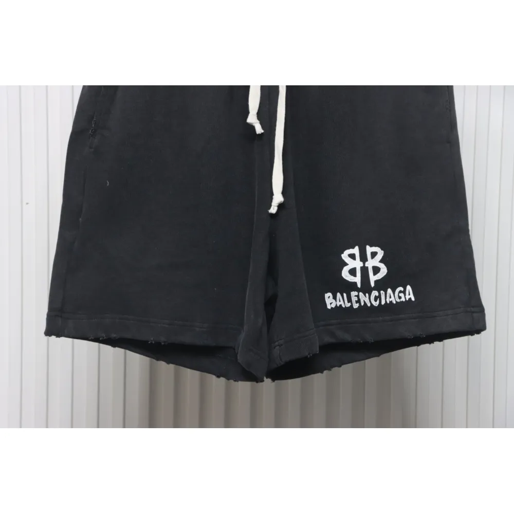 Balenciaga Hand-Painted Letter Logo Print Shorts