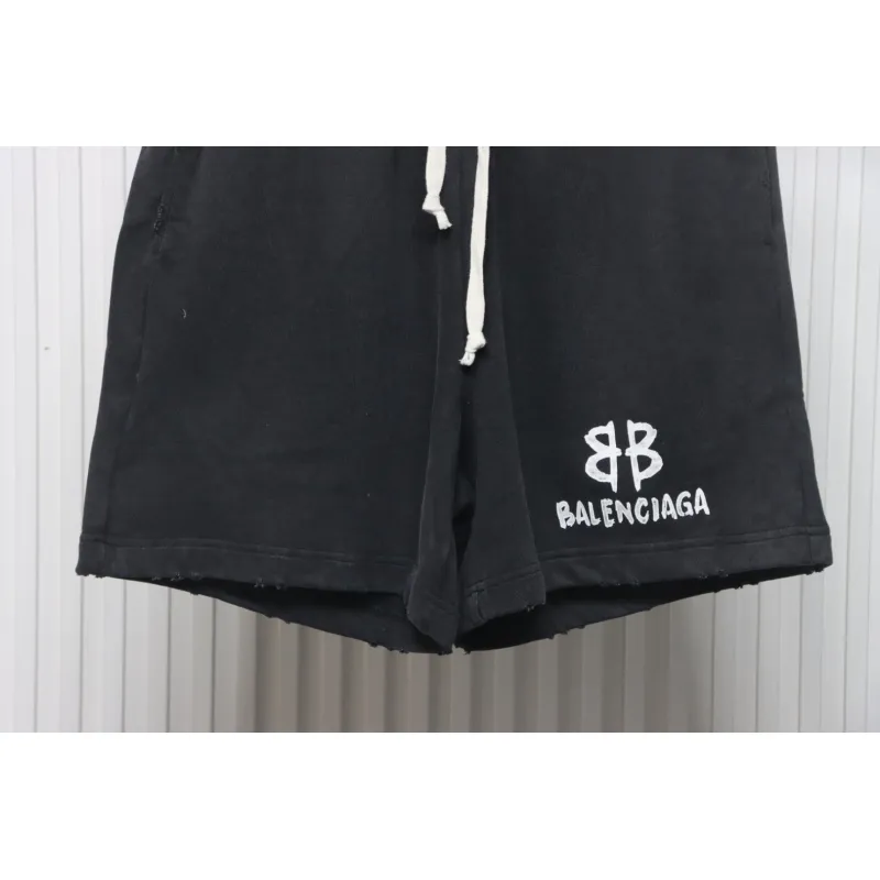 Balenciaga Hand-Painted Letter Logo Print Shorts
