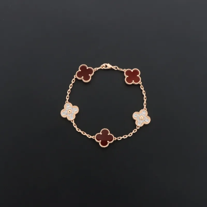 Van Cleef & Arpels Sweet Alhambra Bracelet Carnelian/Rose Gold