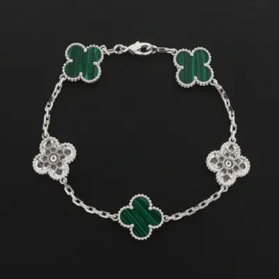 Van Cleef & Arpels Sweet Alhambra Bracelet Malachite/Silver 01