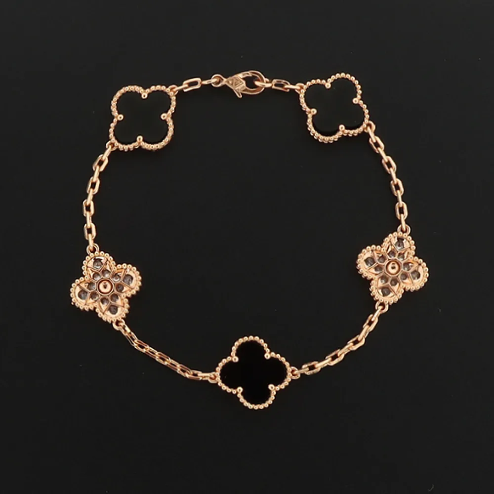 Van Cleef & Arpels Sweet Alhambra Bracelet Onyx/Rose Gold
