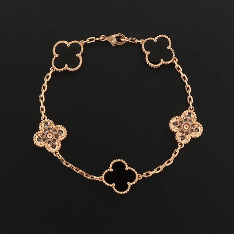 Van Cleef & Arpels Sweet Alhambra Bracelet Onyx/Rose Gold