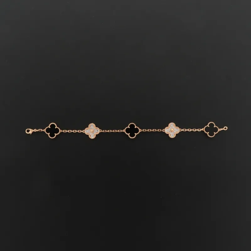 Van Cleef & Arpels Sweet Alhambra Bracelet Onyx/Rose Gold