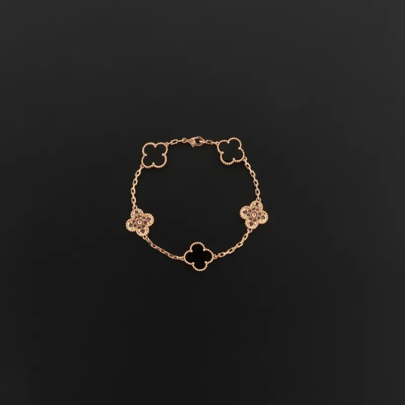 Van Cleef & Arpels Sweet Alhambra Bracelet Onyx/Rose Gold