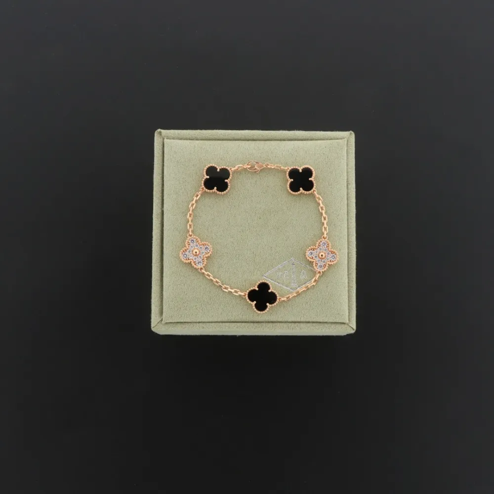 Van Cleef & Arpels Sweet Alhambra Bracelet Onyx/Rose Gold