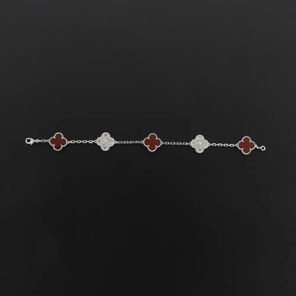 Van Cleef & Arpels Sweet Alhambra Bracelet White Carnelian/Silver
