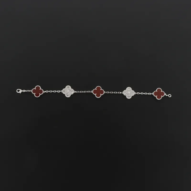Van Cleef & Arpels Sweet Alhambra Bracelet White Carnelian/Silver