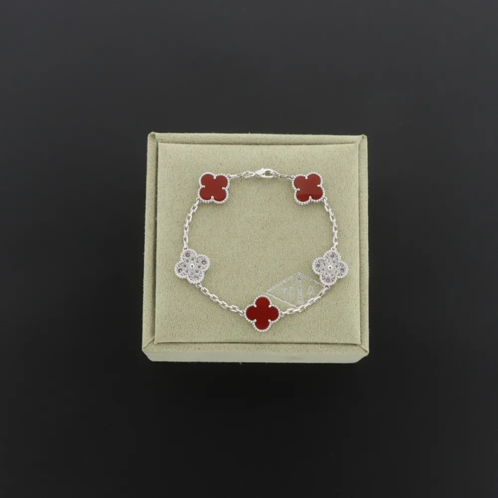 Van Cleef & Arpels Sweet Alhambra Bracelet White Carnelian/Silver