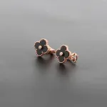 Van Cleef & Arpels Vintage Alhambra Earrings Black Onyx/Rose Gold