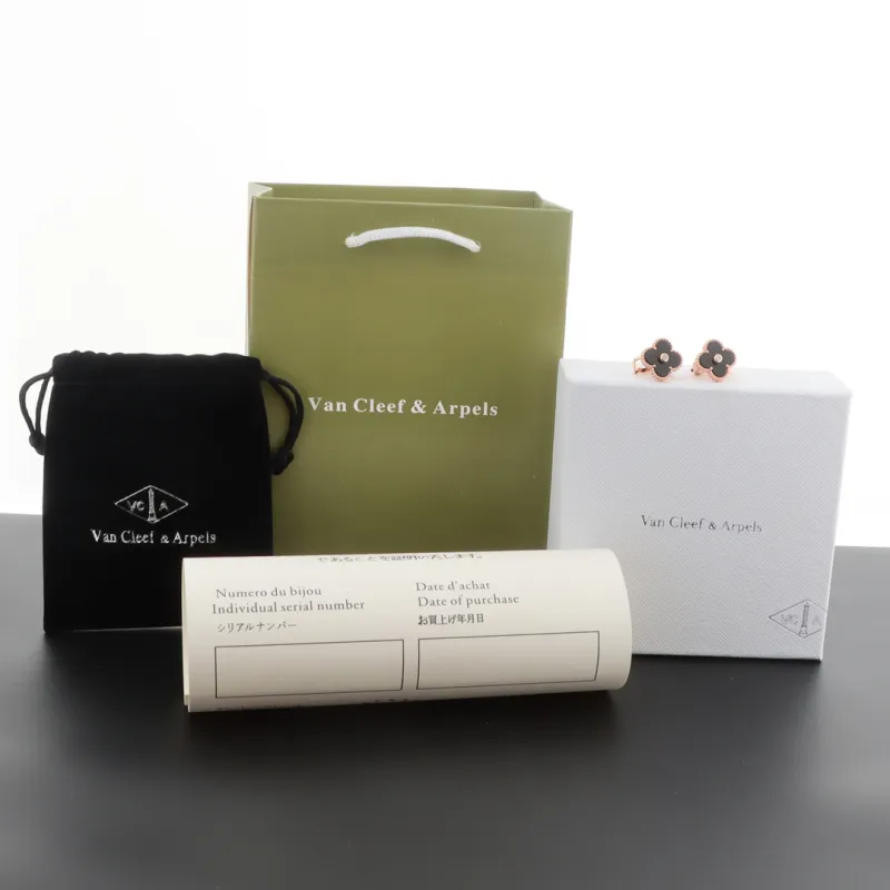 Van Cleef & Arpels Vintage Alhambra Earrings Black Onyx/Rose Gold