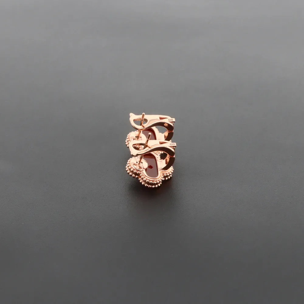 Van Cleef & Arpels Vintage Alhambra Earrings Carnelian/Rose Gold