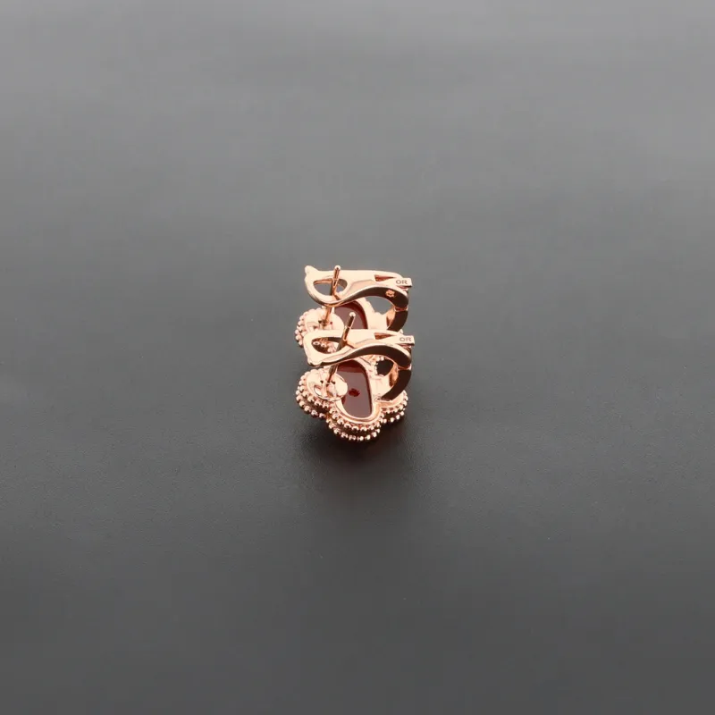 Van Cleef & Arpels Vintage Alhambra Earrings Carnelian/Rose Gold