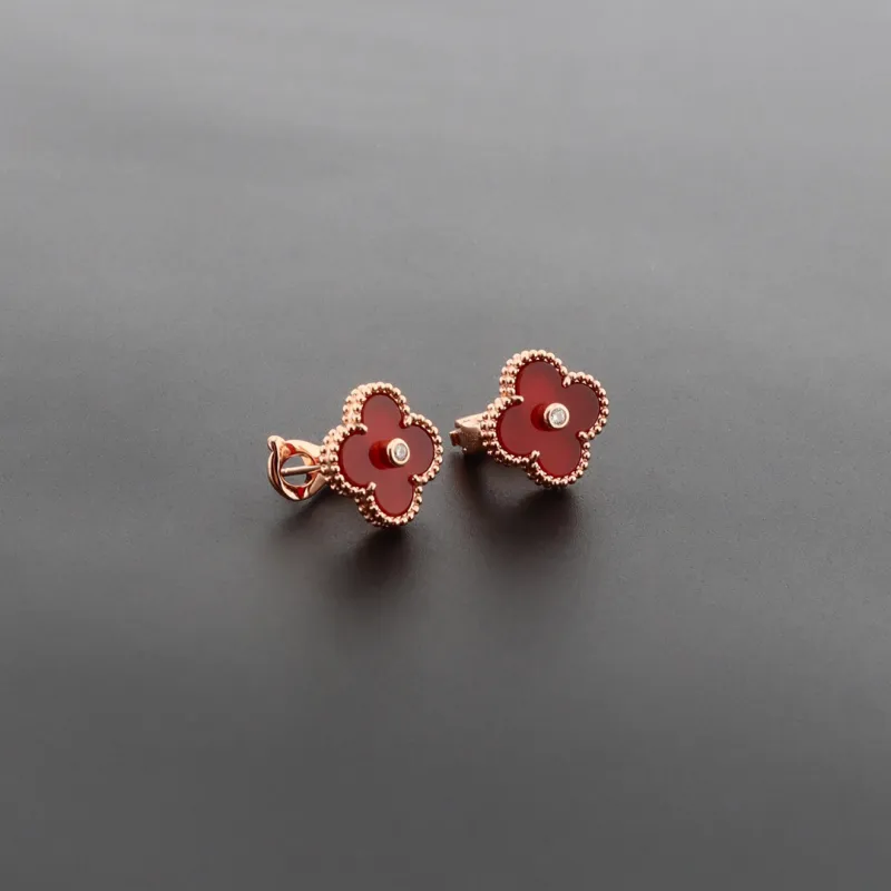 Van Cleef & Arpels Vintage Alhambra Earrings Carnelian/Rose Gold