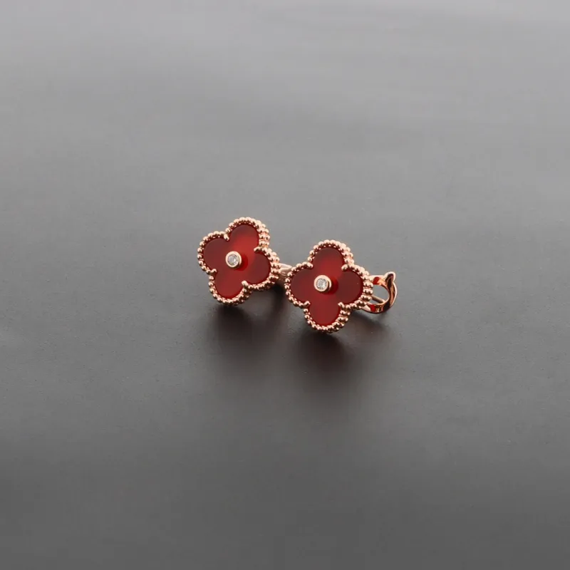 Van Cleef & Arpels Vintage Alhambra Earrings Carnelian/Rose Gold