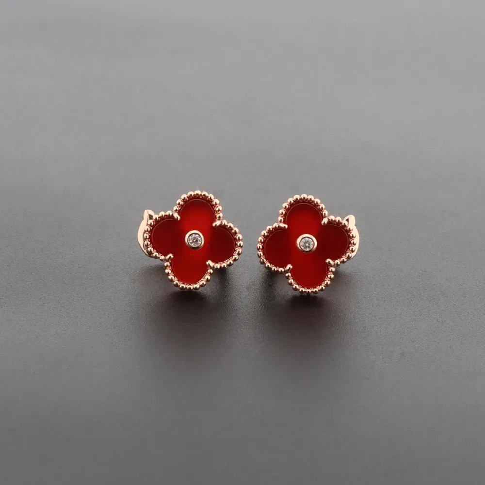 Van Cleef & Arpels Vintage Alhambra Earrings Carnelian/Rose Gold