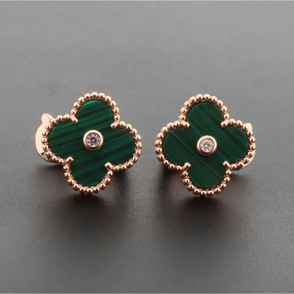 Van Cleef & Arpels Vintage Alhambra Earrings Malachite/Rose Gold