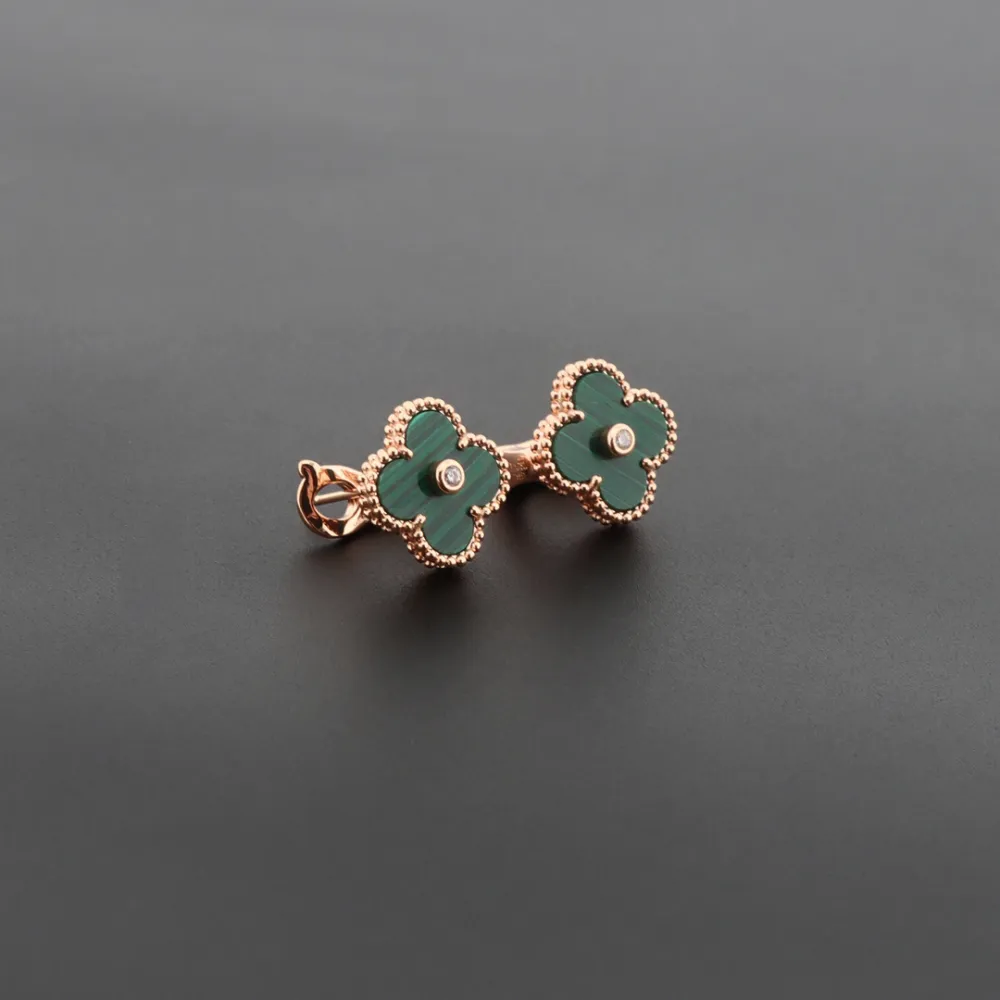 Van Cleef & Arpels Vintage Alhambra Earrings Malachite/Rose Gold