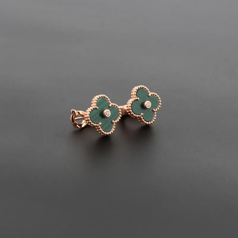 Van Cleef & Arpels Vintage Alhambra Earrings Malachite/Rose Gold