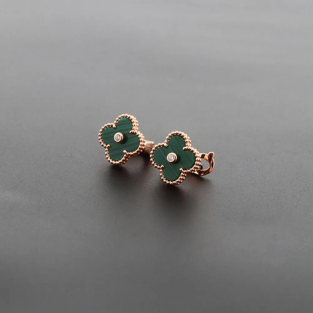 Van Cleef & Arpels Vintage Alhambra Earrings Malachite/Rose Gold