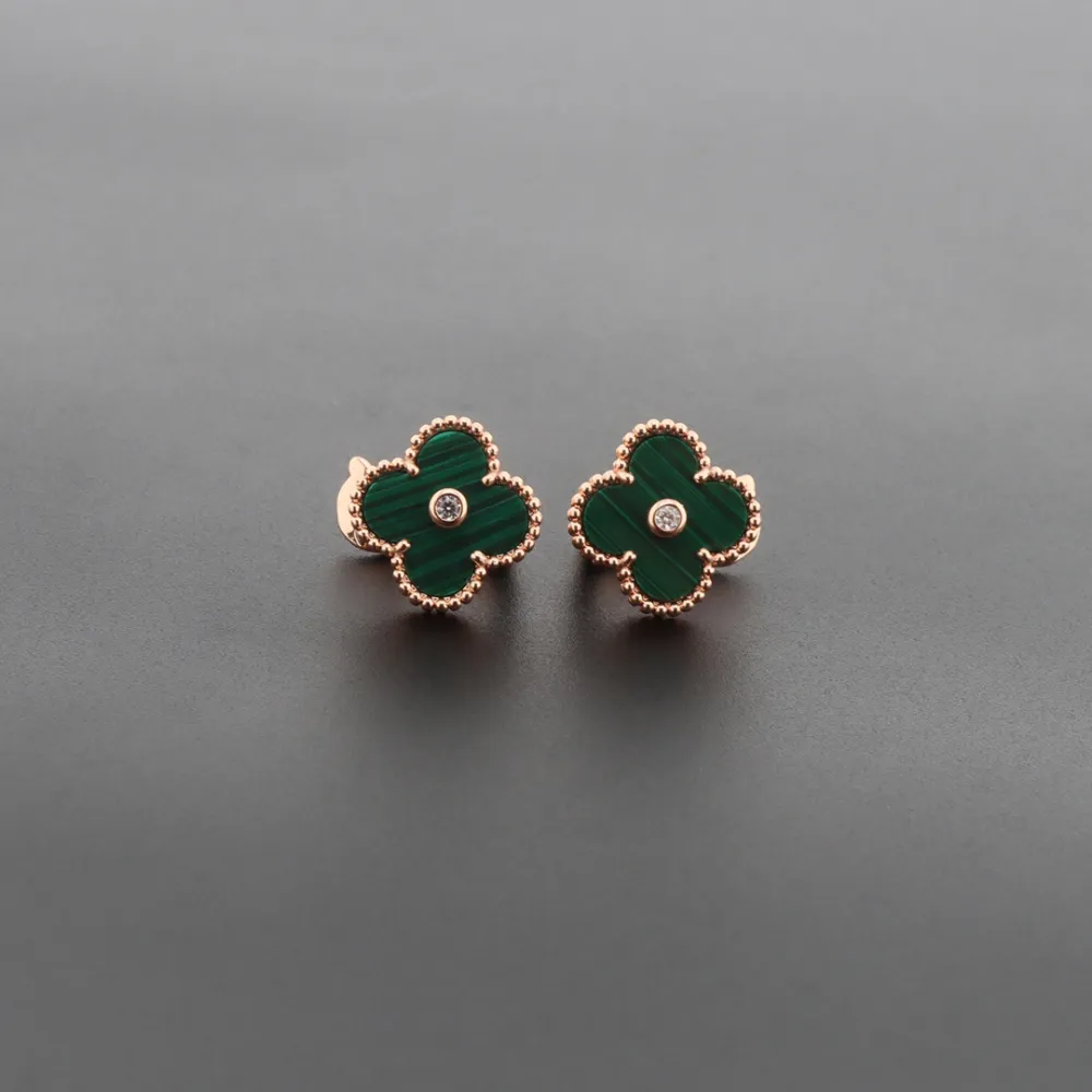 Van Cleef & Arpels Vintage Alhambra Earrings Malachite/Rose Gold