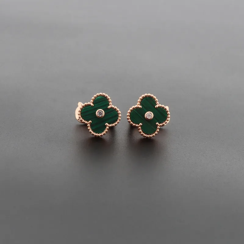 Van Cleef & Arpels Vintage Alhambra Earrings Malachite/Rose Gold