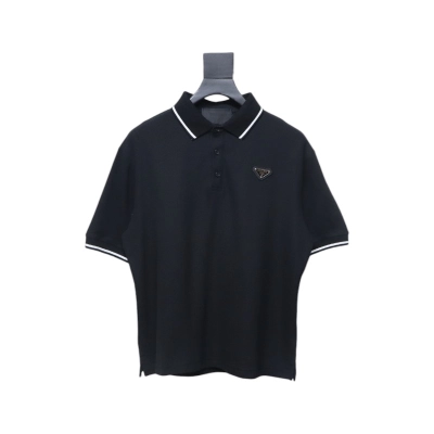 Prada Basic Letter Logo Business polo T-shirt 01