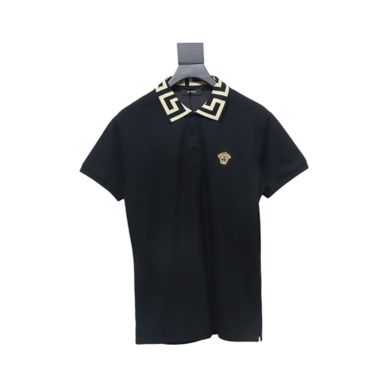VERSACE Embroidered Logo Polo T-shirt