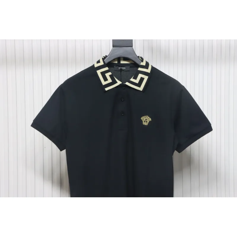 VERSACE Embroidered Logo Polo T-shirt