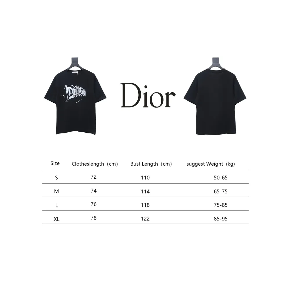 Dior 25ss Hand-painted Letters T-shirt Black