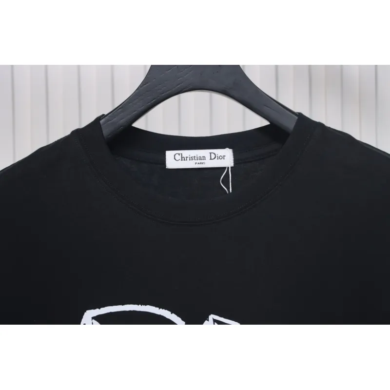 Dior 25ss Hand-painted Letters T-shirt Black