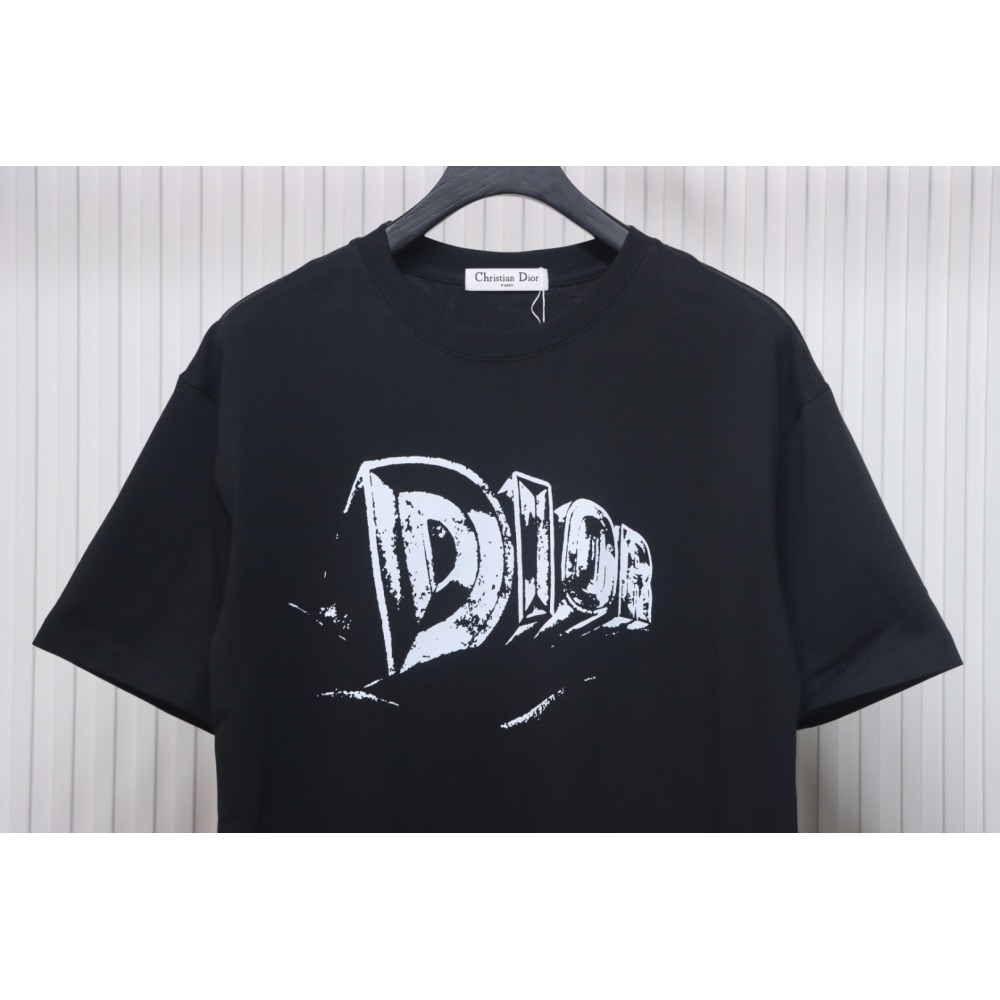 Dior 25ss Hand-painted Letters T-shirt Black