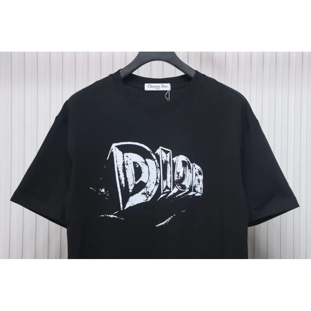Dior 25ss Hand-painted Letters T-shirt Black