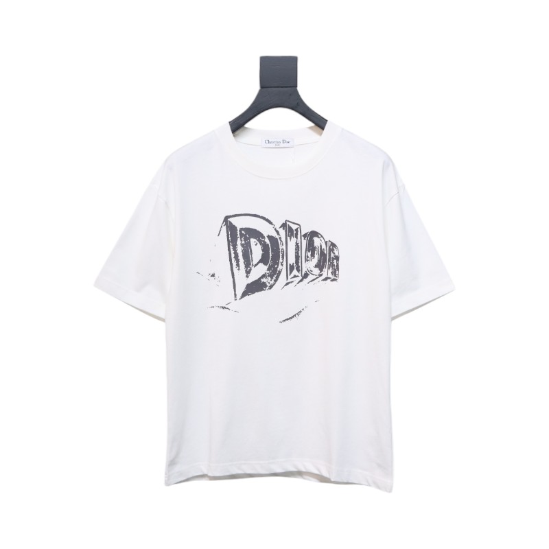 Dior 25ss Hand-painted Letters T-shirt White