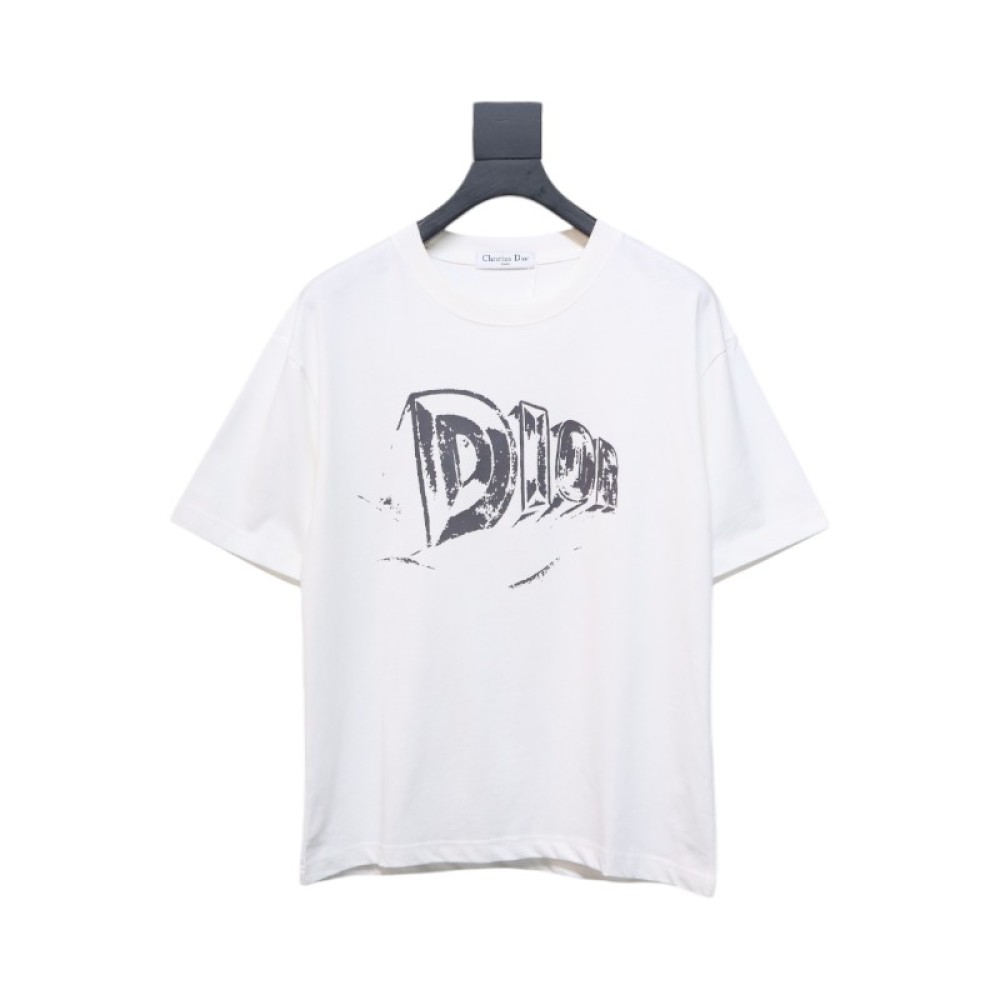 Dior 25ss Hand-painted Letters T-shirt White