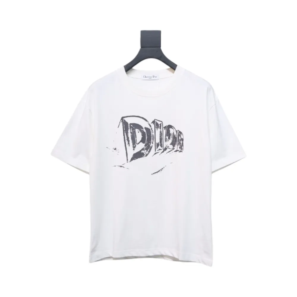 Dior 25ss Hand-painted Letters T-shirt White