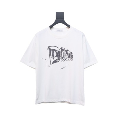 Dior 25ss Hand-painted Letters T-shirt White 01