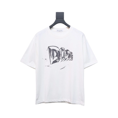 Dior 25ss Hand-painted Letters T-shirt White 01