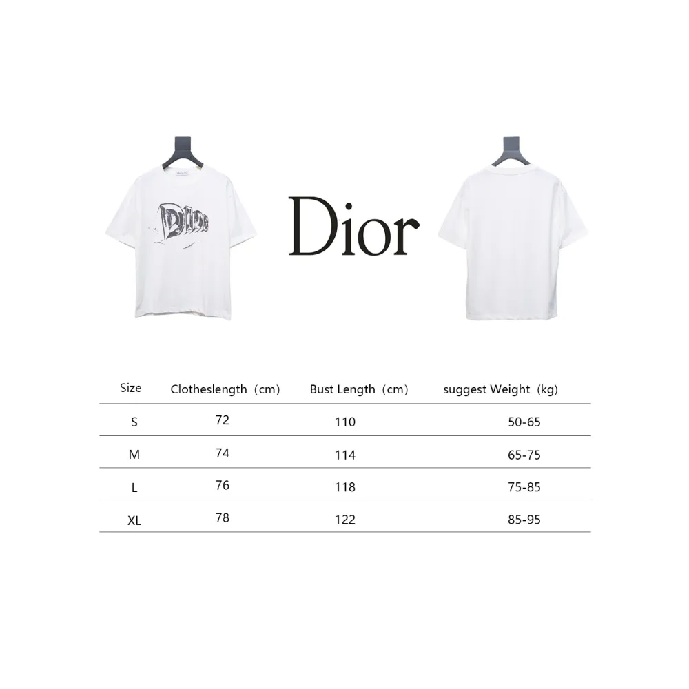 Dior 25ss Hand-painted Letters T-shirt White