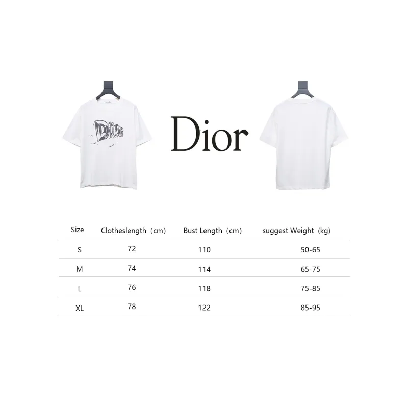 Dior 25ss Hand-painted Letters T-shirt White