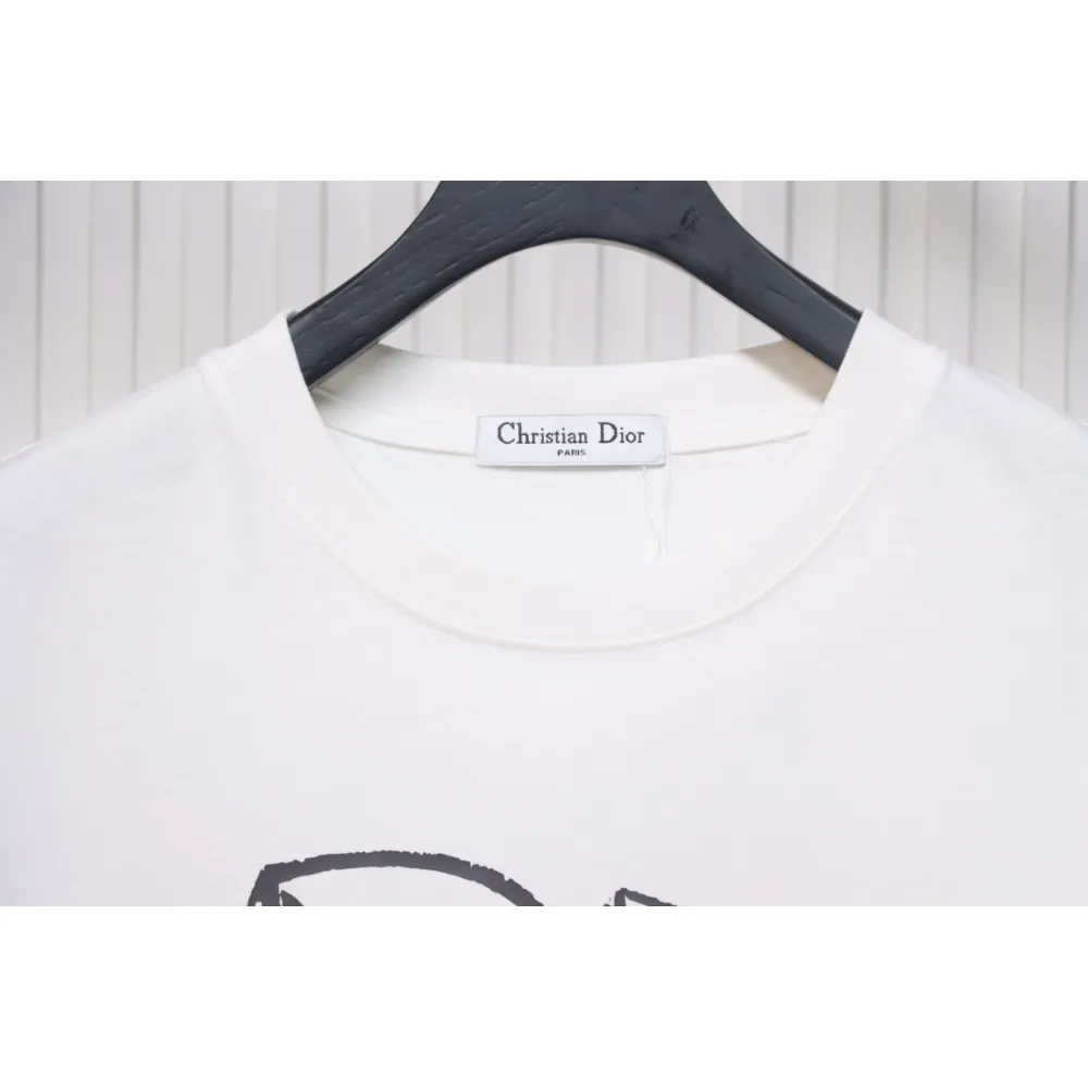 Dior 25ss Hand-painted Letters T-shirt White