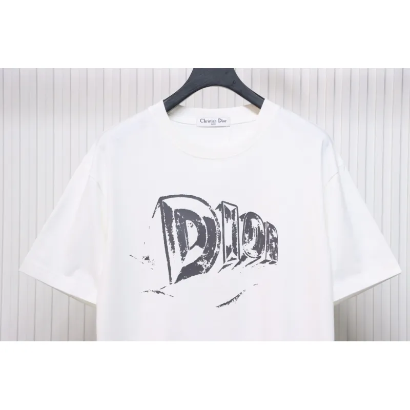 Dior 25ss Hand-painted Letters T-shirt White