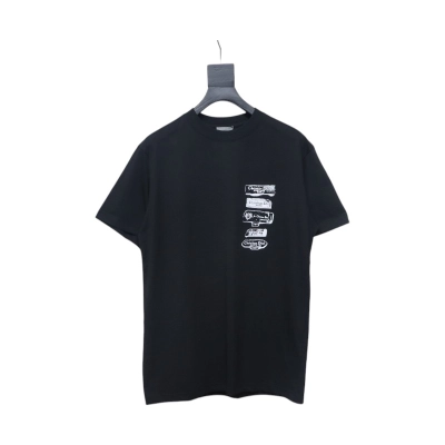 Dior Flocking printing T-shirt Black 01