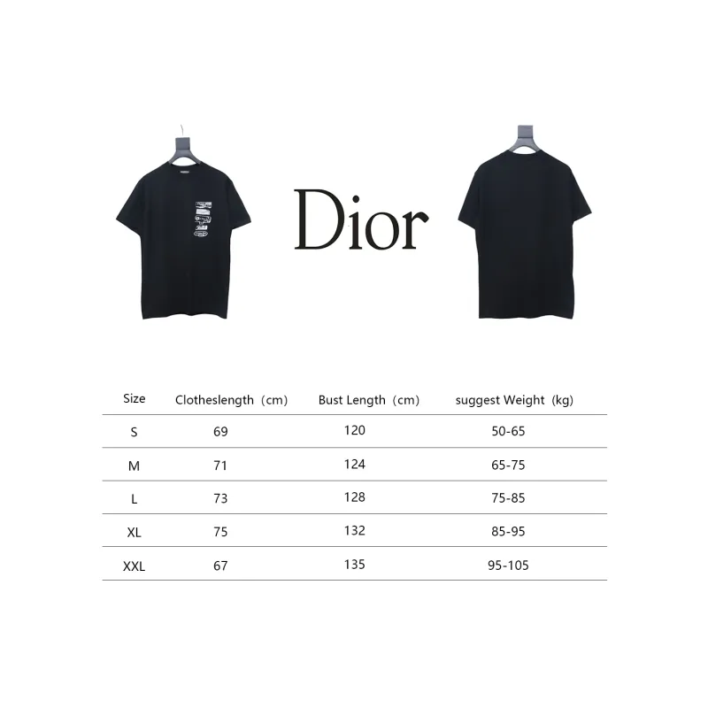 Dior Flocking printing T-shirt Black