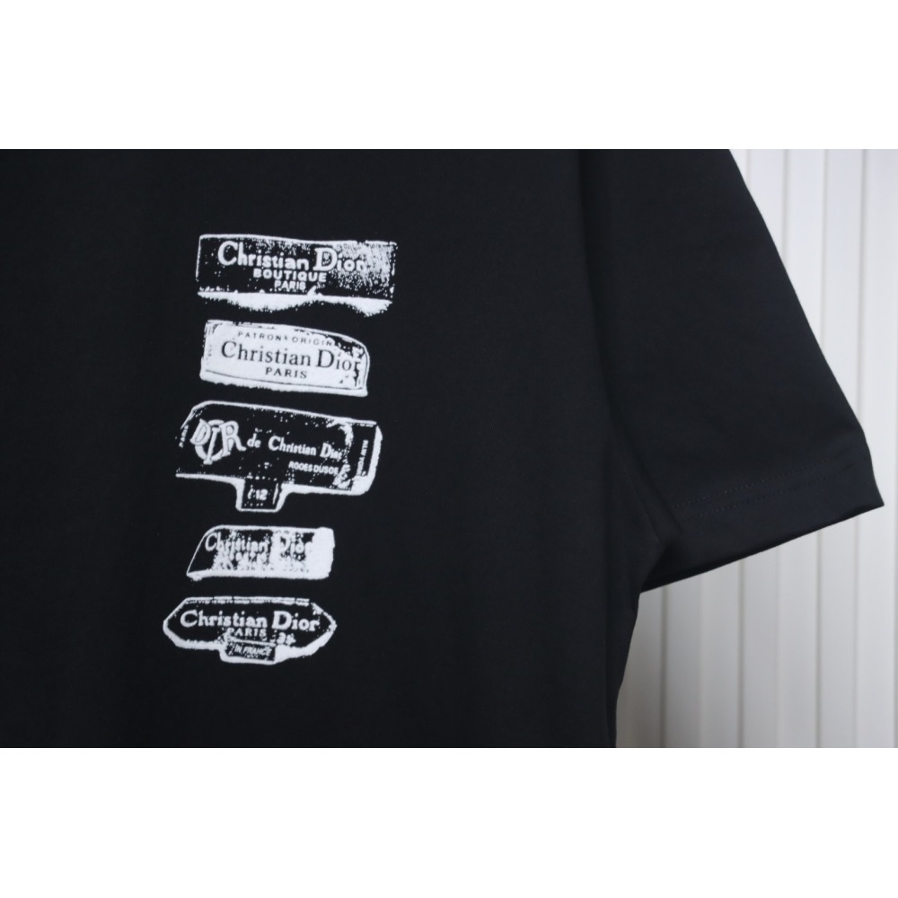 Dior Flocking printing T-shirt Black